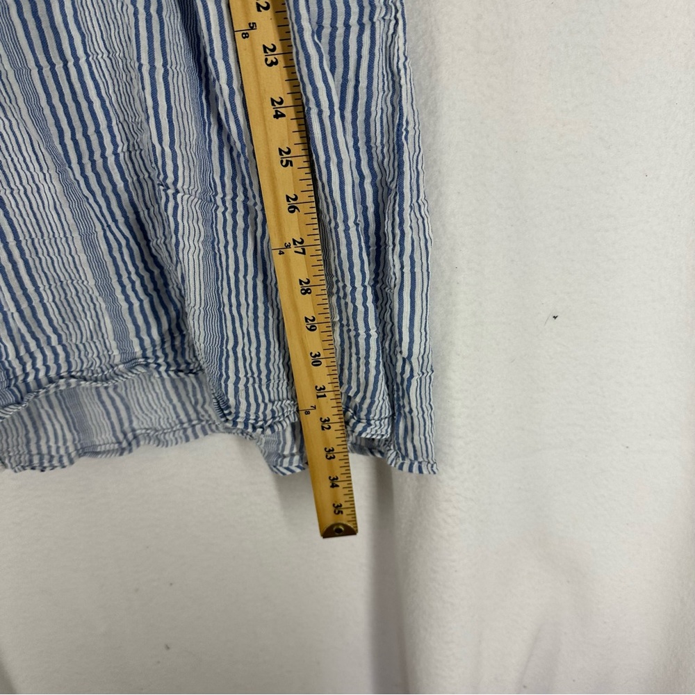 H&M Mini Oversized Dress Split Neck Short Sleeve Striped Womens 14 Blue - Picture 5 of 9